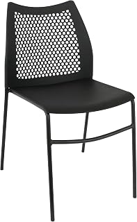 Flash Furniture Hercules Metal Stack Chair with Air-Vent Back, Black | Sled Base, Powder Coated