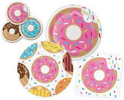 Creative Converting Donut Party Pack, 16 Guests, Large Paper Plates, Small Cake Plates, Napkins, Assorted Designs