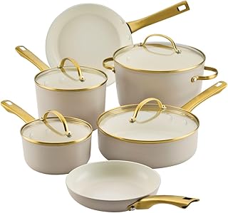 Farberware Forged Induction Ceramic Nonstick Cookware Set, 12-Piece, Taupe Pots & Pans