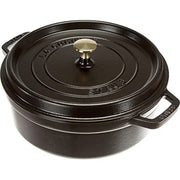 Cocotte shallow Round 26cm Black by STAUB – 4 quarts, 4 liters, Cast Iron, Noir Mat, Model 1007502