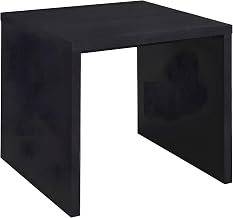 Furnifact Melamine Wood-Finish Square End Table with Engineered Core, Small Side Table for Living Room or Bedroom, Black