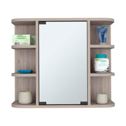 Milan Medicine Cabinet with Mirror by Tuhome – One Size, Engineered Wood, Light Gray, Model GLZ5592