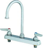 T&S Brass B-1142 Workboard Faucet, Deck Mount, 8-Inch Centers, Swivel Gooseneck, Lever Handles