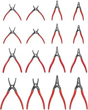 TEKTON 5, 7, 9 Inch Retaining Ring Pliers Set, 16-Piece | PRR90100