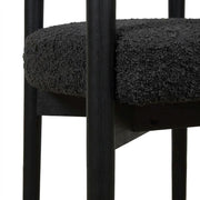 Boucle-Upholstered Dining Chair with Ash Wood Legs by Starlight Canyon Home – 25.4 x 22.2 x 28.4 inches, Boucle,Wood, Black