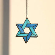 HAOSUM Jewish Star Suncatcher, Stained Glass Window Hanging, 6.9 x 6.7 Inches