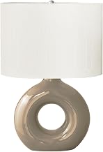 Monarch Specialties I 9669 Lighting, 24" H, Table Lamp, Brown Ceramic, Ivory/Cream Shade, Contemporary, Modern