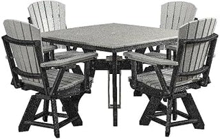 American Furniture Classics Model DS130LGB-K Five Piece Square Dining Height Dining Set in Light Grey with a Black Base, Made in the USA