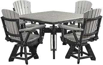 American Furniture Classics Model DS130LGB-K Five Piece Square Dining Height Dining Set in Light Grey with a Black Base, Made in the USA