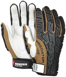 MCR Safety PD2903L Predator Multitask Grain Cow Leather Palm, Breathable, Padded Gloves, Tire Tread Backing, White, Large, 1 Pair