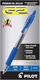PILOT G2 Premium Refillable & Retractable Rolling Ball Gel Pens, Bold Point, Blue Ink, 12 Count (31257), 1 Pack