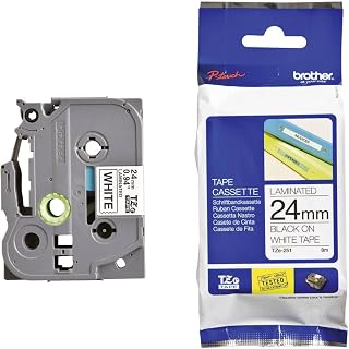 BRTTZE251 - Brother TZe251 Label Tape | 24 mm (W) x 8 m (L), Laminated, Brother Genuine Supplies - Black on White - Packaging May Vary
