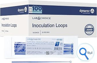Dynarex LabChoice Flexible Inoculation Loops - 10µl - Disposable - Sterile High Impact Polystyrene Loops for Specimen Transfers - Blue - 100 Pouches per Case, 20 per Pouch