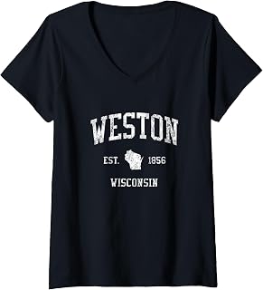 Womens Weston WI J01 Vintage Athletic Sports Design V-Neck T-Shirt