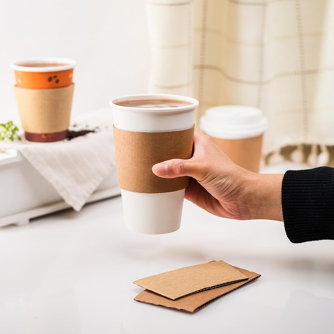[1,000 ct] Coffee Cup Sleeves Traditional Corrugated Coffee Cup Jackets for 10 oz to 24 oz Cups, Recyclable & Disposable (C5300 Kraft) by Karat – Model C5300 (Kraft)