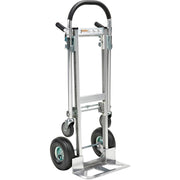 Aluminum 2-in-1 Convertible Hand Truck with Pneumatic Wheels - Junior by Global Industrial – 24"L x 60"W x 7"H, Aluminum, Gray, Model 241664