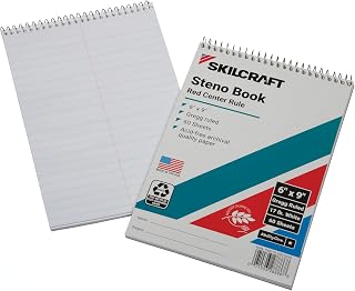AbilityOne NSN6002029 - SKILCRAFT® 100% Post-Consumer Recycled Spiral Notebooks and Steno Pads - Gregg Ruled - 6" x 9"
