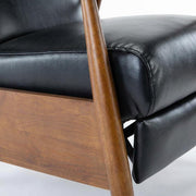 Semi-Leather Push Back Recliner with Wood Arms by Furnifact – Hardwood and plywood frame construction, Leather Gel, Black