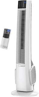 Lasko Oscillating Tower Fan with Remote Control - Tower Fan for Bedroom & Office, 4 Quiet Speeds, 38" White, T38400