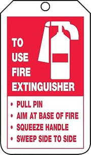 Accuform Signs TRS218CTP PF-Cardstock Staus Tag, Legend "Fire Extinguisher Instructions", 5.75" x 3.25", Red on Whte (Pack of 25)
