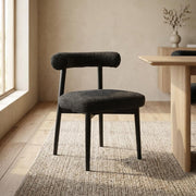 Boucle-Upholstered Side Chair with Ash Wood Legs by Starlight Canyon Home – Boucle, Black