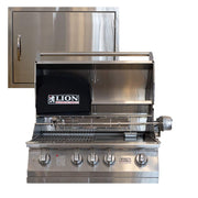 32" Natural Gas grill with Made in USA 24" x 17" Horizontal Door Combo Deal by Lion Premium Grills – Stainless Steel, Model L75000
