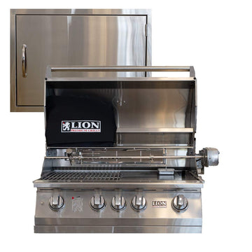 32" Natural Gas grill with Made in USA 24" x 17" Horizontal Door Combo Deal by Lion Premium Grills – Stainless Steel, Model L75000