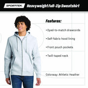 Unisex Super Heavyweight Full Zip Hooded Sweatshirt Black by SPORT-TEK – Large, Cotton, Black, Model F282
