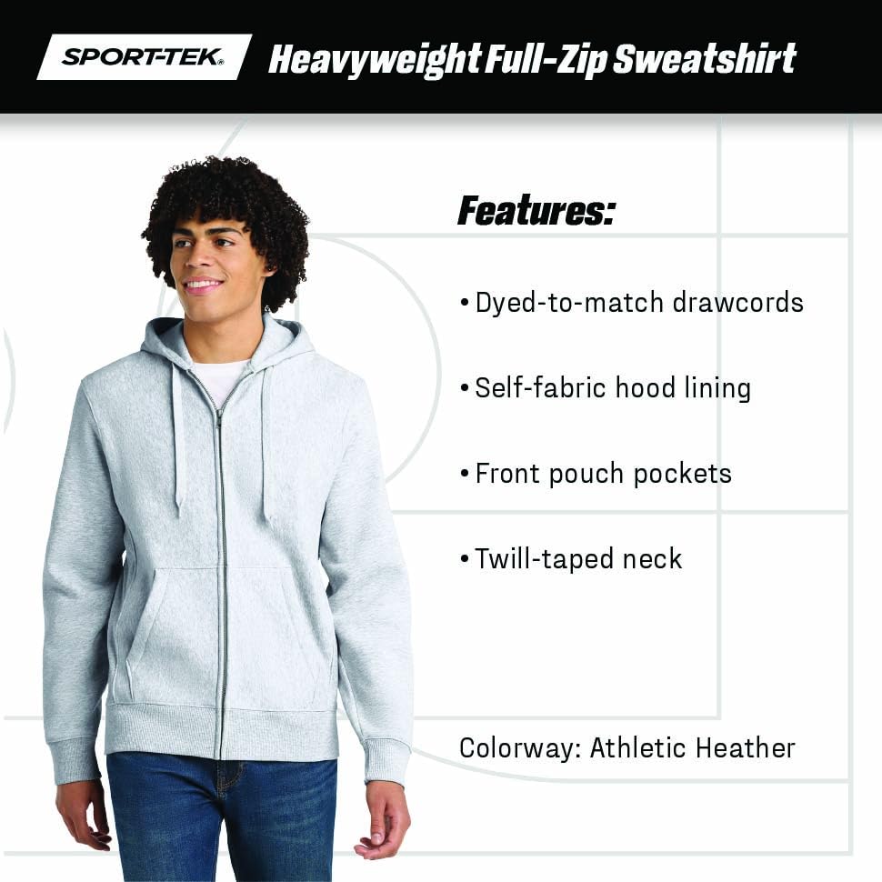 Unisex Super Heavyweight Full Zip Hooded Sweatshirt Black by SPORT-TEK – Large, Cotton, Black, Model F282
