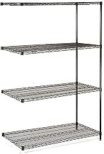 Nexel Black Epoxy, 4 Tier, Wire Shelving Add-On Unit, 48" W x 14" D x 63" H