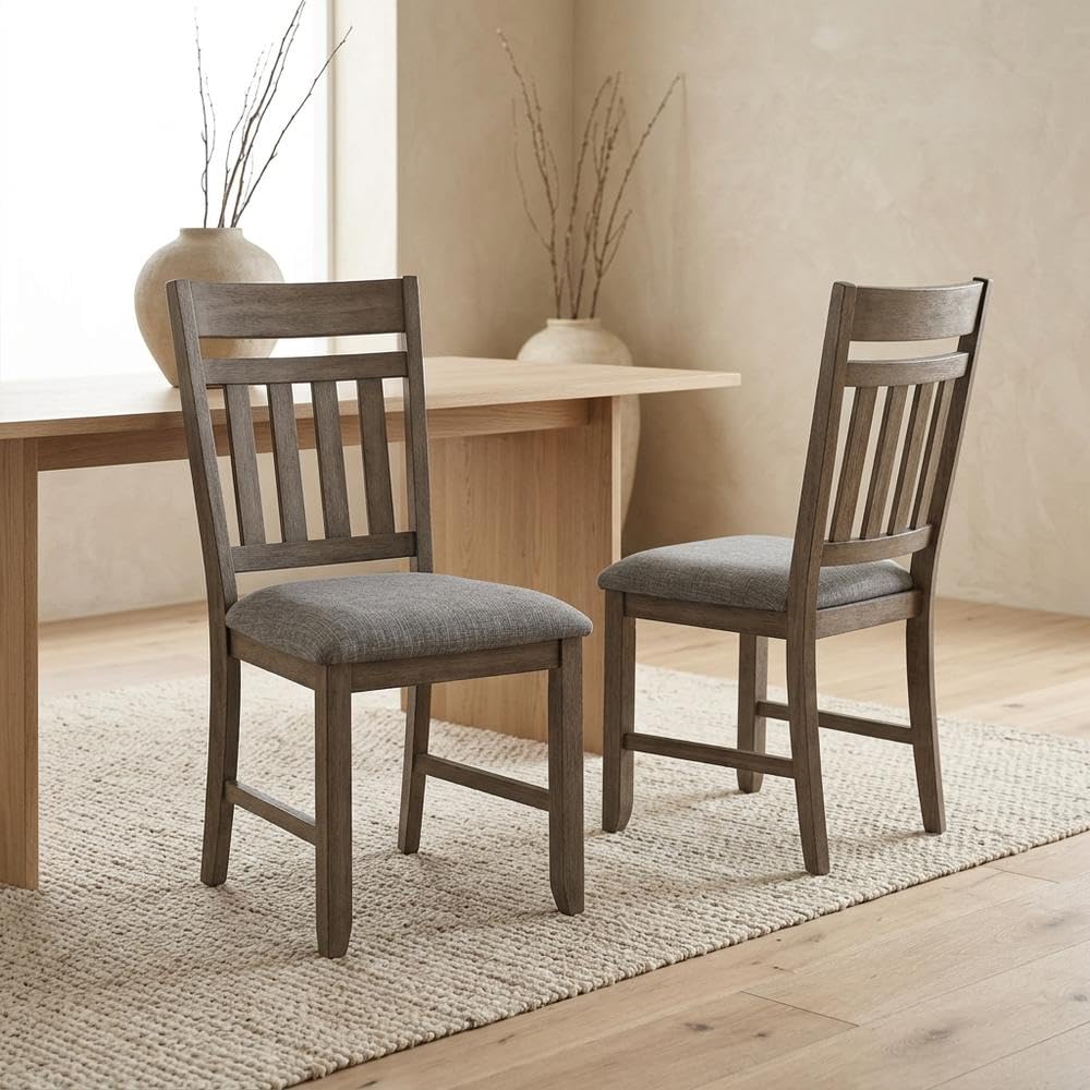 Solid Wood Upholstered Dining Chairs Set of by Starlight Canyon Home – Wood, Brown, Pack of 2