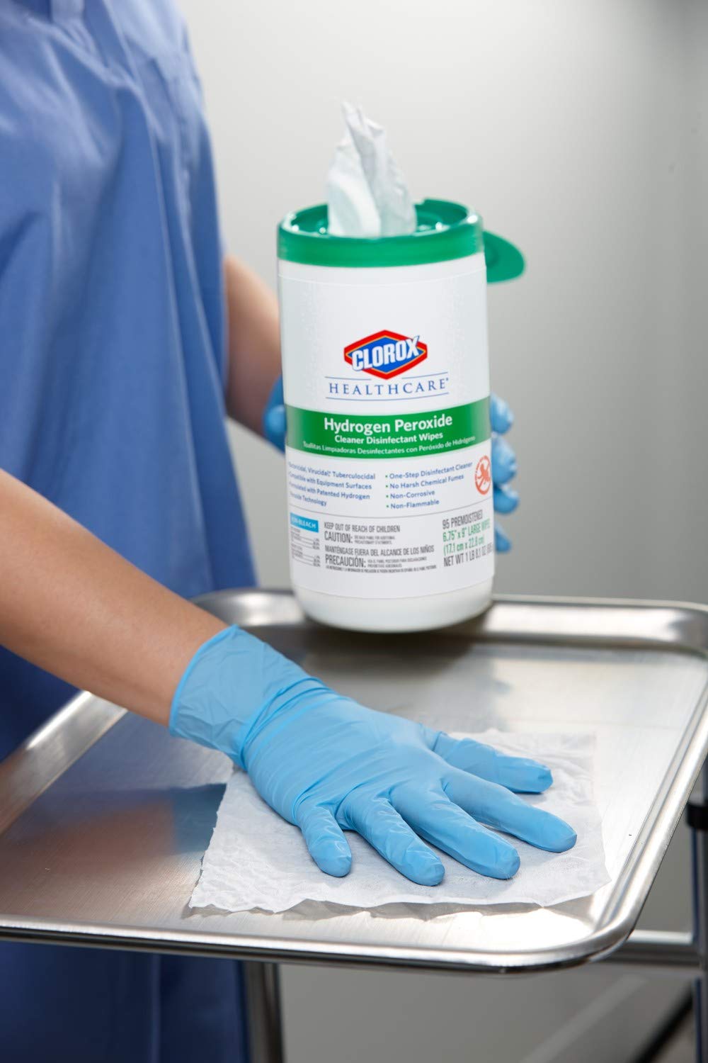 Healthcare Hydrogen Peroxide Cleaner Disinfectant Wipes by Clorox – 95 Count (Pack of 1), Bamboo, White, Model 30824