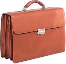 Swiss Mobility Milestone Briefcase, Fits Devices Up to 15.6", Leather, 5 x 5 x 12, Cognac
