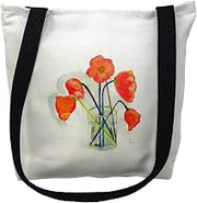 Betsy Drake TY191S 13 x 13 in. Poppies in Vase Small Tote Bag