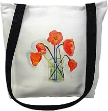 Betsy Drake TY191S 13 x 13 in. Poppies in Vase Small Tote Bag