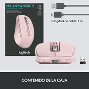 MX Anywhere 3 Compact Performance Wireless Mouse 4K DPI - Rose by Logitech – Pink, Model 910-005994
