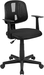 Flash Furniture Mid-Back Mesh Task Office Chair with Pivot Arms, Black | 360° Swivel, Height Adjustable, Commercial Grade