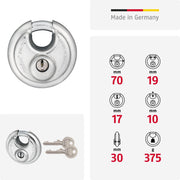 ABUS 90x190cm / Without security card / White Keyed Padlocks