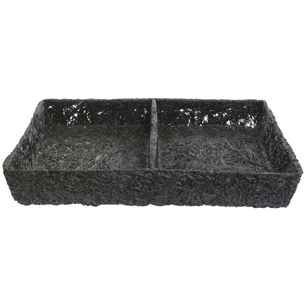 Ventilated Produce Tray Rectangular Black Plastic 2-Compartment - 18" L x 23" W x 3" H by TRAITECH INDUSTRIES INC – Plastic, Black, Model WT-310BLK