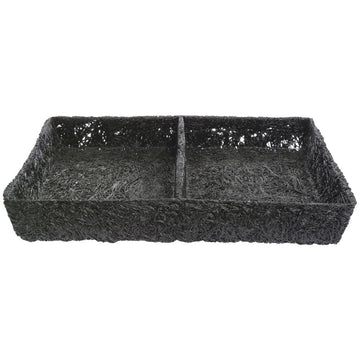 Ventilated Produce Tray Rectangular Black Plastic 2-Compartment - 18" L x 23" W x 3" H by TRAITECH INDUSTRIES INC – Plastic, Black, Model WT-310BLK