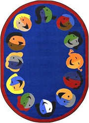 Joy Carpets Joyful Faces Rug, Blue, 10'9" x 13'2" Oval