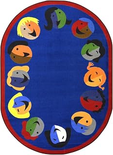 Joy Carpets Joyful Faces Rug, Blue, 10'9" x 13'2" Oval