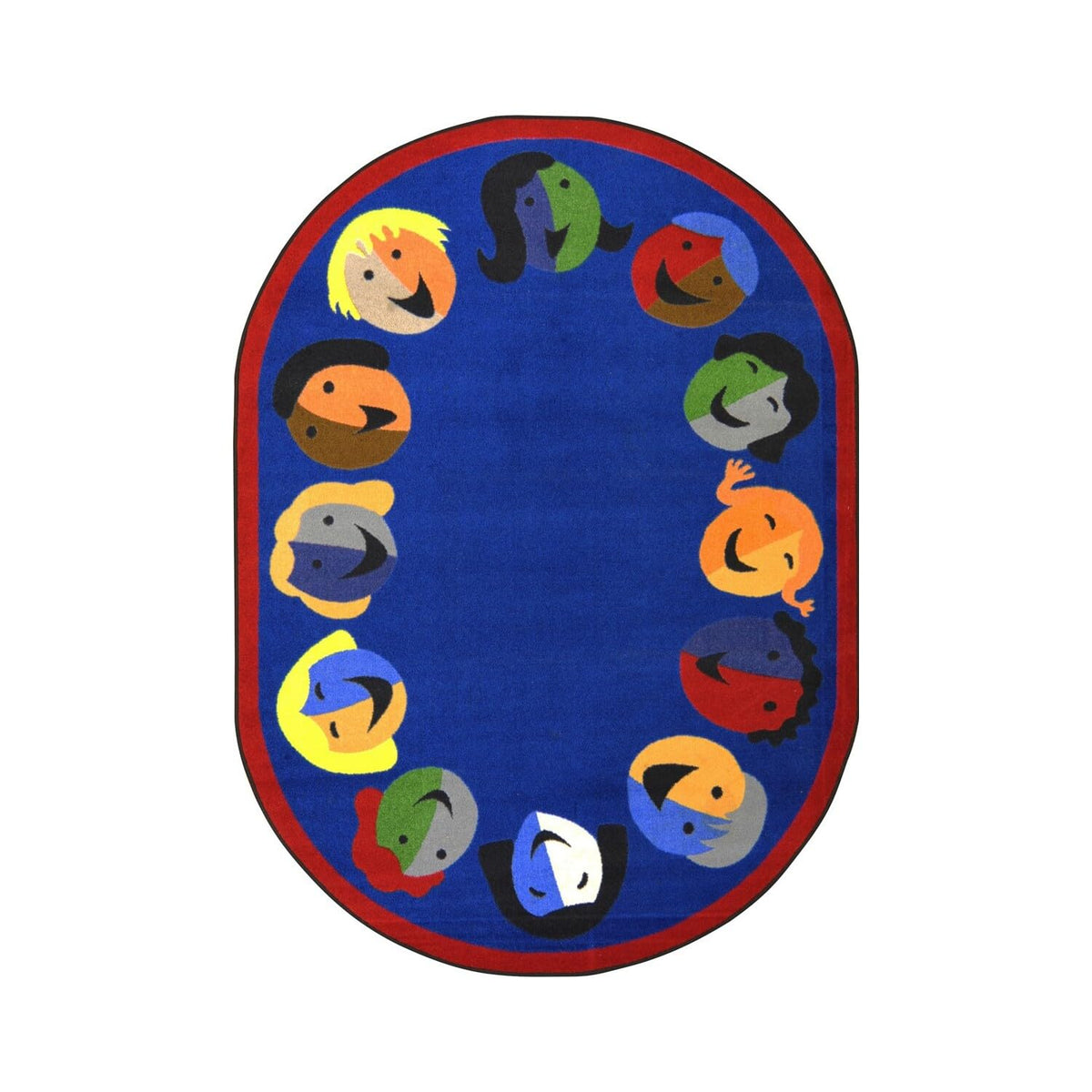 Joyful Faces Rug by Joy Carpets – 10'9" x 13'2" (Oval), Nylon, Blue, Model 1406GG-01