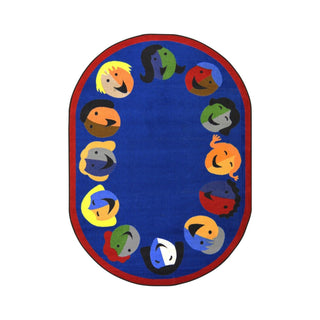Joyful Faces Rug by Joy Carpets – 10'9" x 13'2" (Oval), Nylon, Blue, Model 1406GG-01