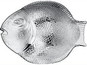 Pasabahce Premium Large Glass Serving Platter, Unique Design Food Tray, Great for Fruit, Cheese, Cake, Salad, Meals, Fish Shape Textured
