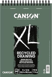 Canson XL Series Recycled Drawing Paper Pad, 9" x 12", White, 70 lb. (114gsm), Ideal for Dry Media, 60 Sheets/Pad