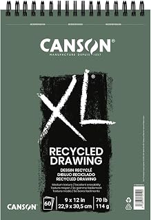 Canson XL Series Recycled Drawing Paper Pad, 9" x 12", White, 70 lb. (114gsm), Ideal for Dry Media, 60 Sheets/Pad