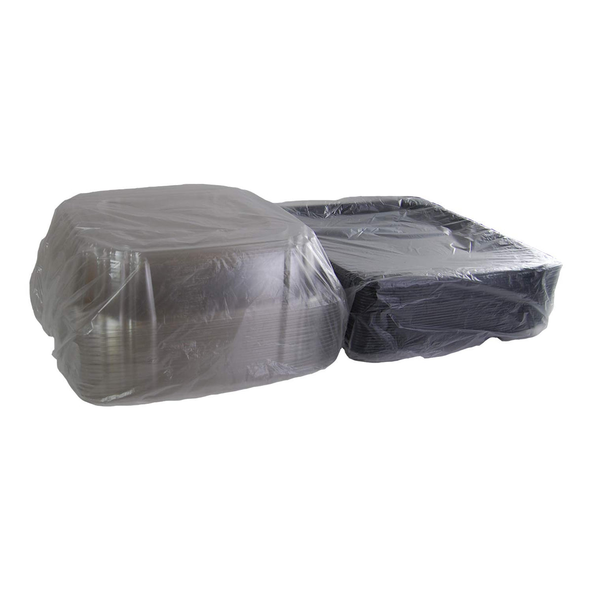 Black 16" UltraStack Square Platter with Clear 3" Dome Lid by Sabert – 25 CT, Plastic, Black, Pack of 25, Model C9616