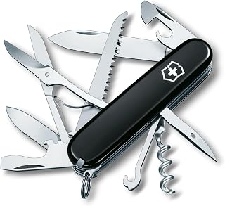 Victorinox Huntsman Swiss Army Knife, Medium, Multi Tool, Camping Pocket Knives, 15 Functions, Large Blade, Bottle Opener, Black