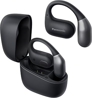 Panasonic Open Ear Wireless Earbuds, Wireless Bluetooth Headphones with Ear Hook, ENC Microphone for Calls, Multipoint Connection, IPX4 Water Resistance, 25H Total Battery, USB-C - RB-F10D-K